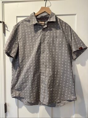 Dakota Grizzly Men’s Casual Grey Short-Sleeve Patterned Button-Down Shirt XL